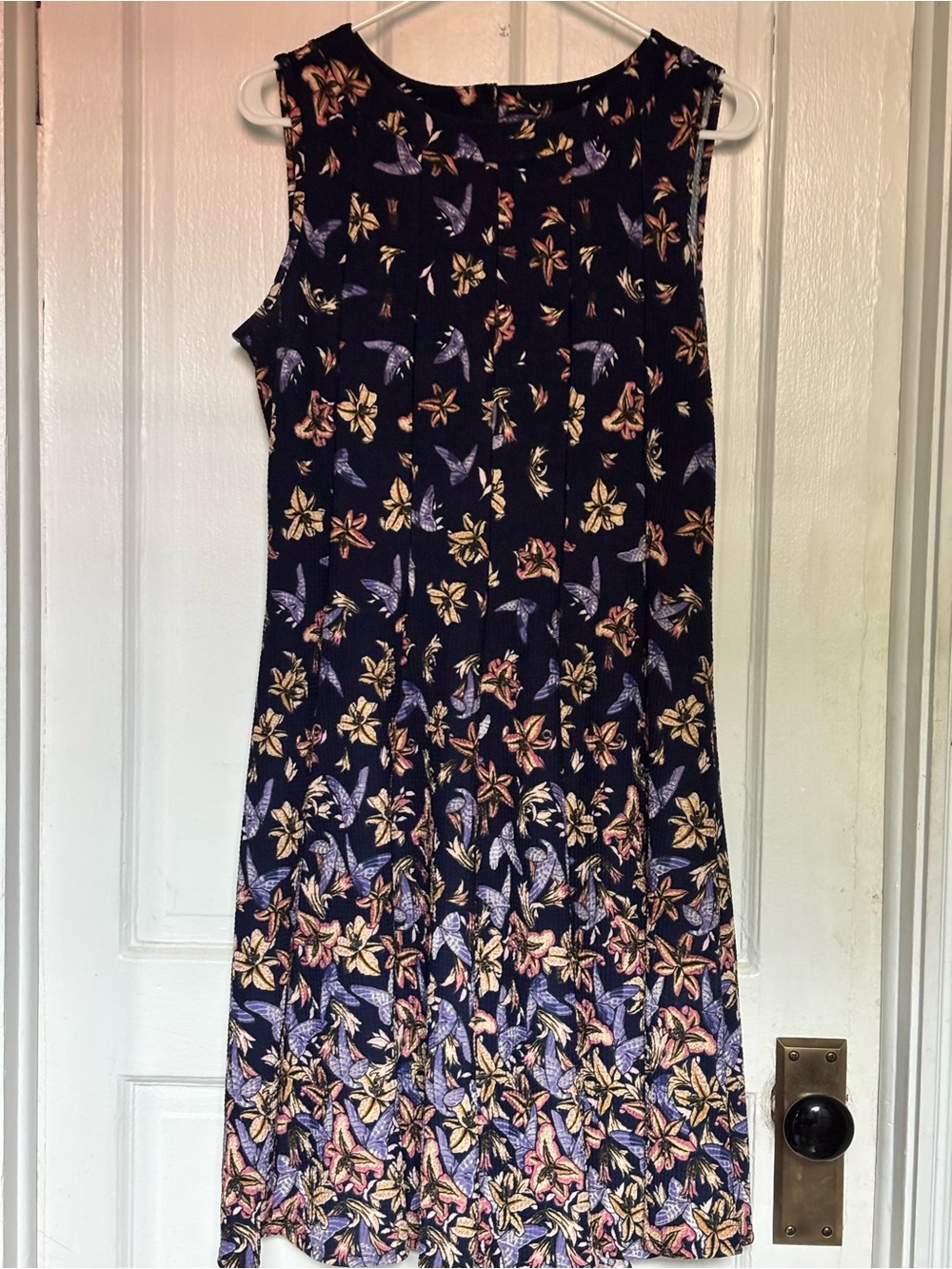 Haani Petite Navy Floral Butterfly Print Sleeveless Dress PM